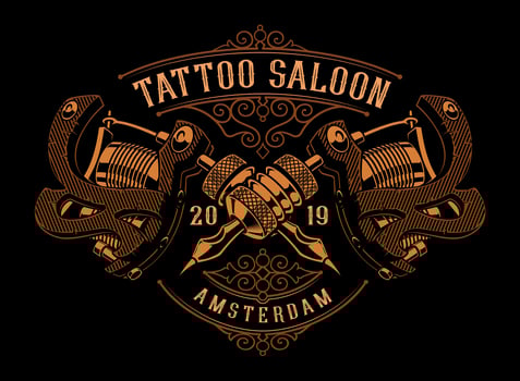 Vintage illustration of tattoo machines vector