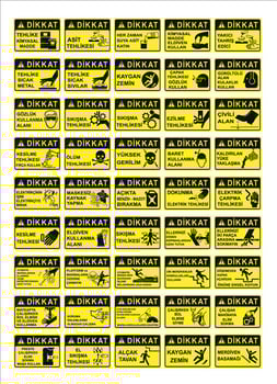 Turkish signage models, hazard sign, prohibited sign, occupational safety and health signs, warning signboard, fire emergency sign. for sticker, posters, and other material printing. easy to modify. vector. vector