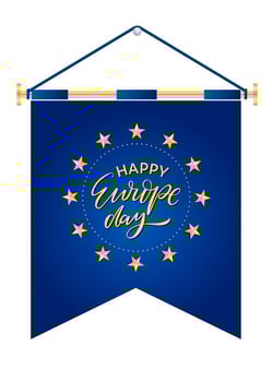 Europe Day. Annual public holiday in May. Is the name of two annual observance days - 5 May by the Council of Europe and 9 May by the European Union. Poster, card, banner and background. Vector - Vektör