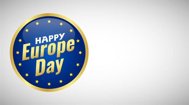 Europe Day. Annual public holiday in May. Is the name of two annual observance days - 5 May by the Council of Europe and 9 May by the European Union. Poster, card, banner and background. Vector - Vektör