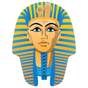 Egyptian Golden Pharaoh Burial Mask, Bold Colors, Isolated Vector Illustration
