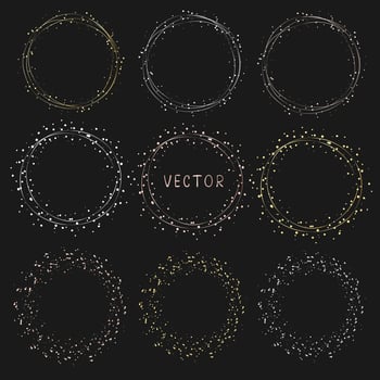 Collection of decorative round frames. Vector illustration.