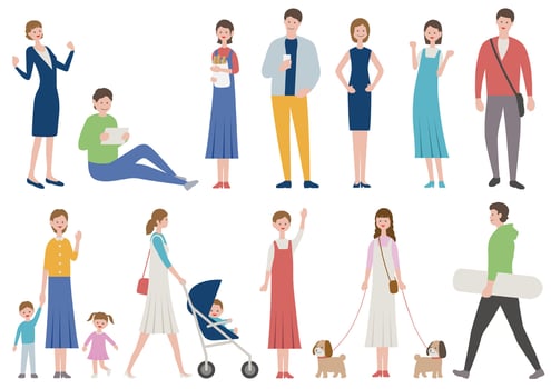 Set of people in various lifestyle isolated on a white background. vector