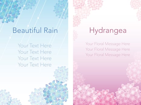 Set of two framesbackgrounds with hydrangeas. vector