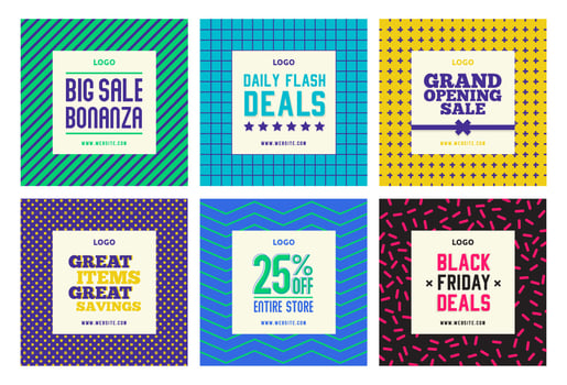 Online retail shopping social media post collection template vector