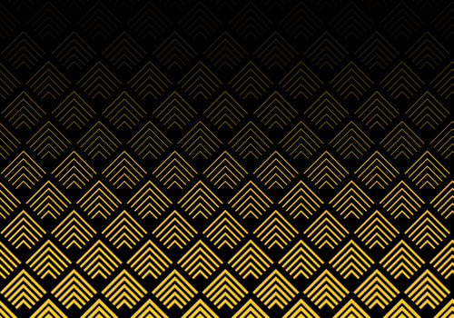 Abstract gold color chevron lines pattern on black background. Geometric tracery. vector