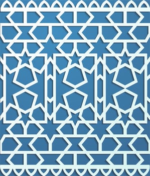 Blue seamless pattern in arabic style background vector