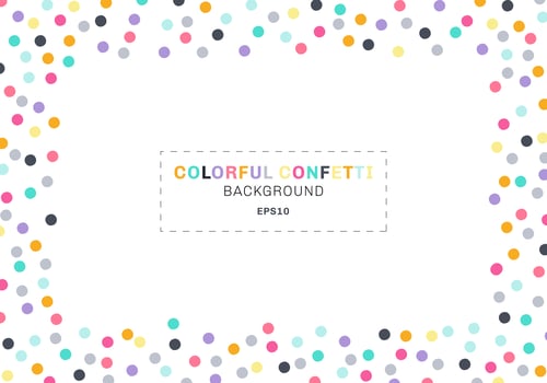 Abstract colorful confetti rectangle frame on white  background with space for text. You can use for greeting card, Banner web, poster, brochure, print, etc vector
