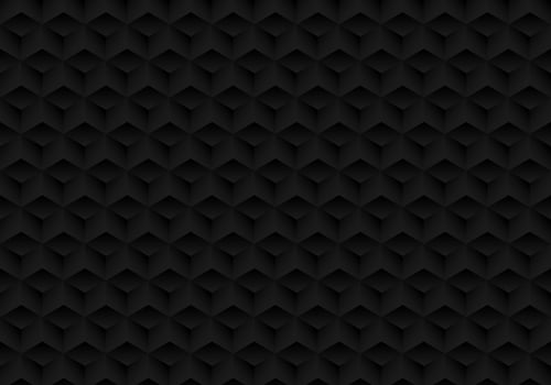 3D realistic geometric symmetry black cubes pattern dark background and texture. vector