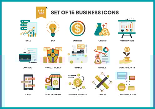 Business icons set for business vector