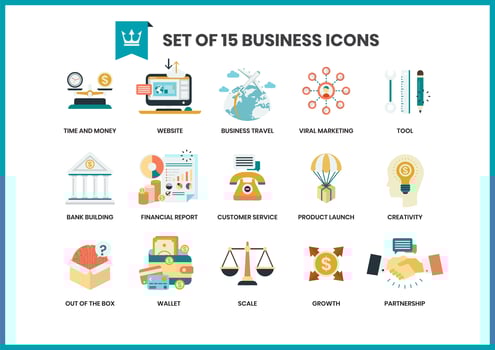 Business icons set for business vector