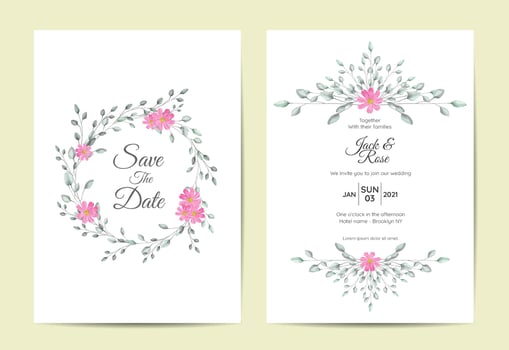 Minimalist Floral Frame Wedding Invitation Set Vintage Design Concept. Cards Template Multipurpose like Poster, Cover Book, Packaging, and Other vector