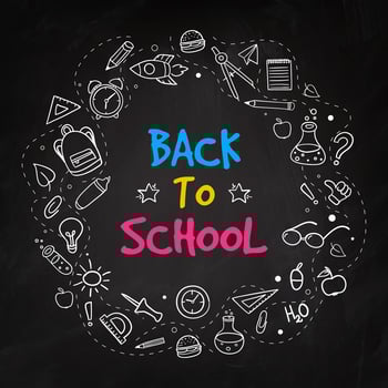 Back to school chalk doodle background on blackboard vector