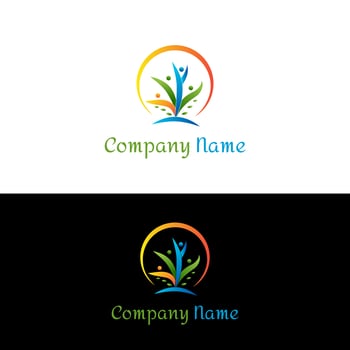 Colorful people logo design. People forming a tree logo template. vector