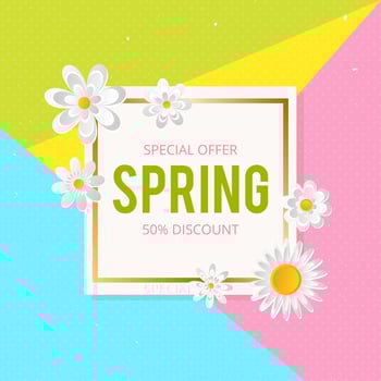 Spring sale background with beautiful colorful flower. Vector illustration template.banners.Wallpaper.flyers, invitation, posters, brochure, voucher discount.