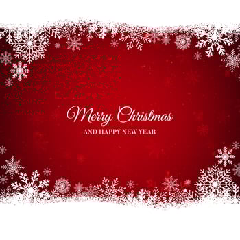 Red Christmas background with snowflakes border vector