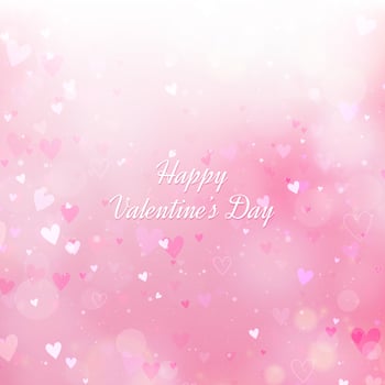 Valentine's Day background with hearts and bokeh vector
