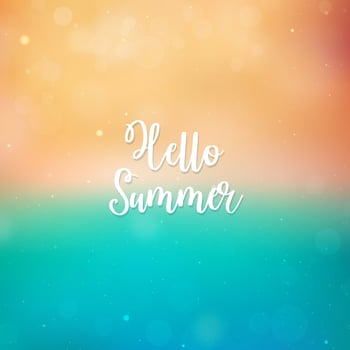 Blurred Hello Summer background, beach and ocean vector
