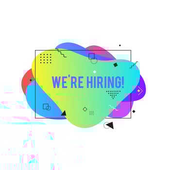 We're hiring banner. Hire sign. Searching new job concept. Abstract liquid shape. Fluid design. vector