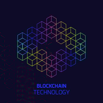 Blockchain technology concept. Cubic nodes connected by chain. Isometric vector illustration of distributed database for cryptography, virtual money, secure e-business or web security.
