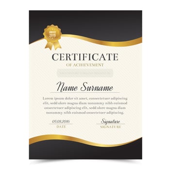 Black and gold certificate template with luxury and modern design, diploma template vector