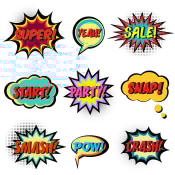 Comic book words. Comic speech bubble set vector