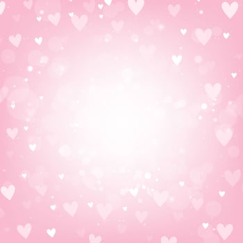 Pink Valentines Day background with hearts and bokeh lights vector