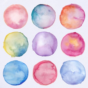 Watercolor round labels collection vector