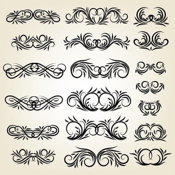 Vintage calligraphic swirl ornaments set vector