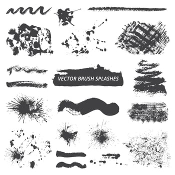 Black grunge brush splashes vector