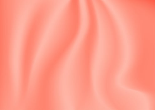 Abstract texture Background. Living Coral Satin Silk. Cloth Fabric Textile with Wavy Folds. Vector illustration.