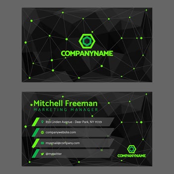 Black Green Dots Business Card vector
