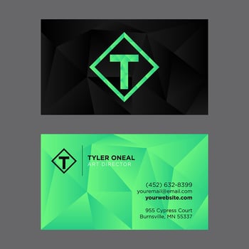 Black Green Low Poly Business Card Template vector