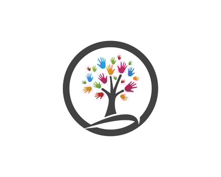 Hand team friends community logo and symbols vector