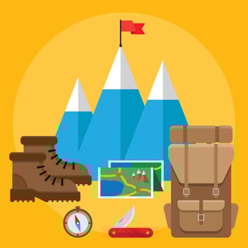 Mountain hiking and climbing vector