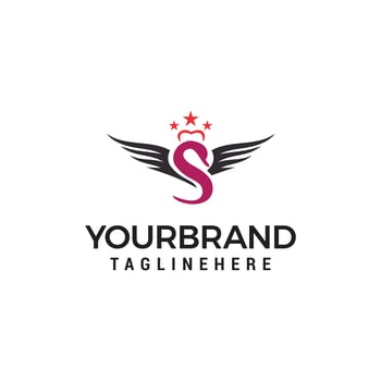 swan letter s with wing logo design concept template vector