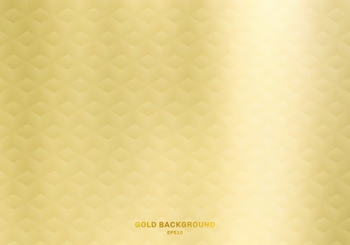 3D realistic cubes pattern geometric symmetry gold gradient color background and texture. Luxury style. vector