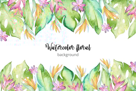 Watercolor tropical background vector