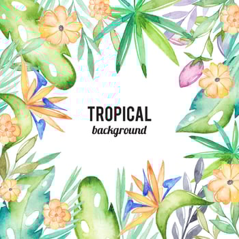 Watercolor tropical background vector