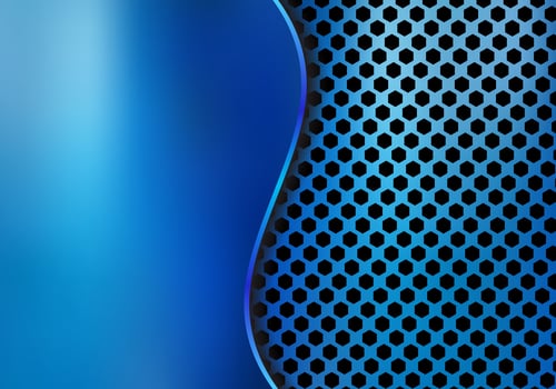 Abstract blue metallic metal background made from hexagon pattern texture with curve sheet iron. Geometric texture vector
