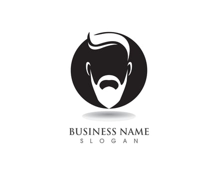masculine beard black hair geek logo and symbol vector