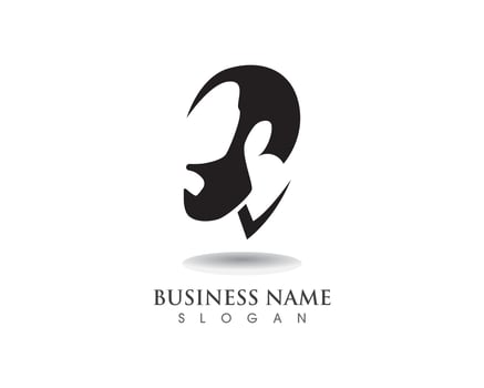 masculine beard black hair geek logo and symbol vector