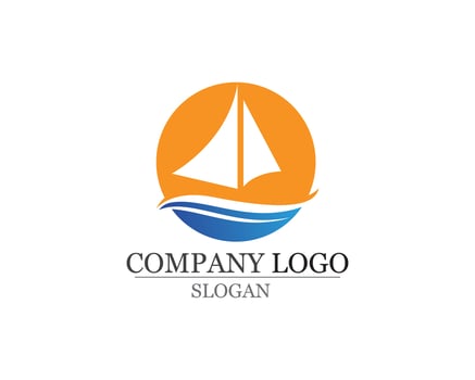 Ocean cruise liner ship silhouette simple linear logo vector