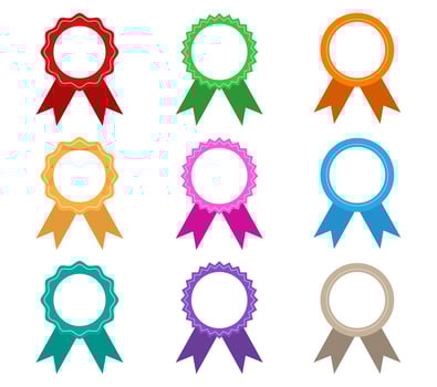 Collection of colorful award ribbons vector set isolated on white background - Vector illustration 