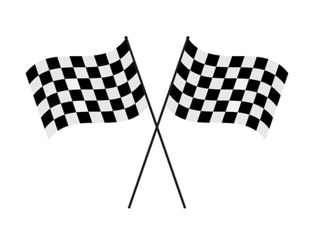 Vector illustration crossed checkered flag on white background