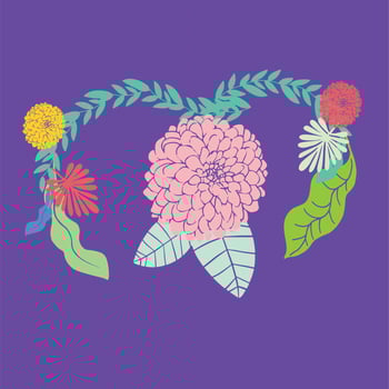 woman with uterus health concept on pink background vector