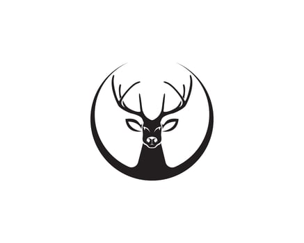 Head deer animals logo black silhouete icons vector