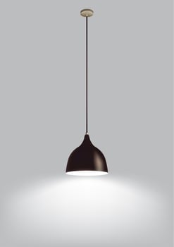 Black ceiling lamp.  vector