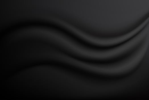 Black Satin Silk. Cloth Fabric Textile with Wavy Folds. Abstract Texture Background. Crease Fabric. vector