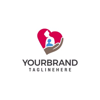 Mom love logo, mother and child logo design template elements vector